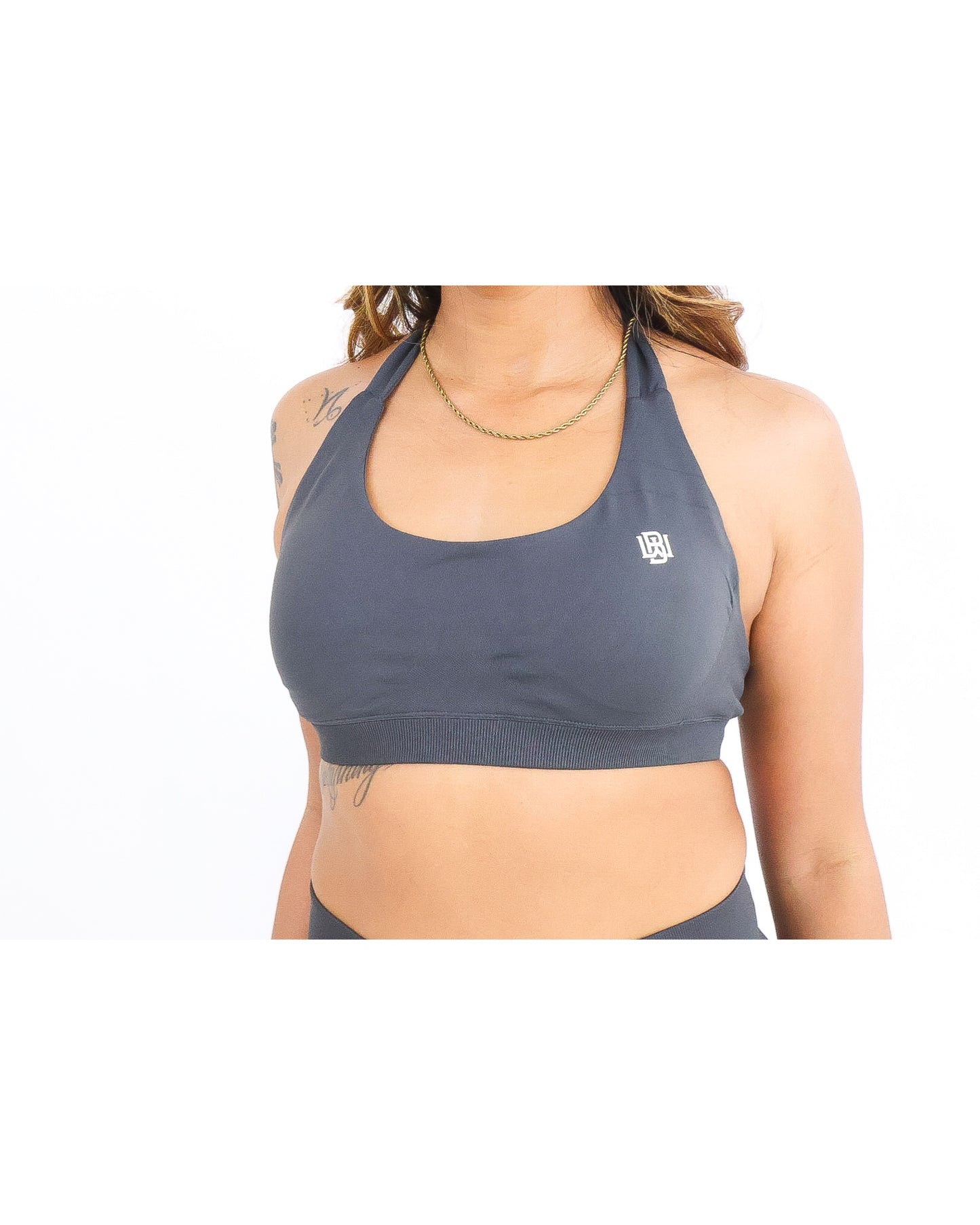 Charcoal Gray Halter Neck Sports Bra