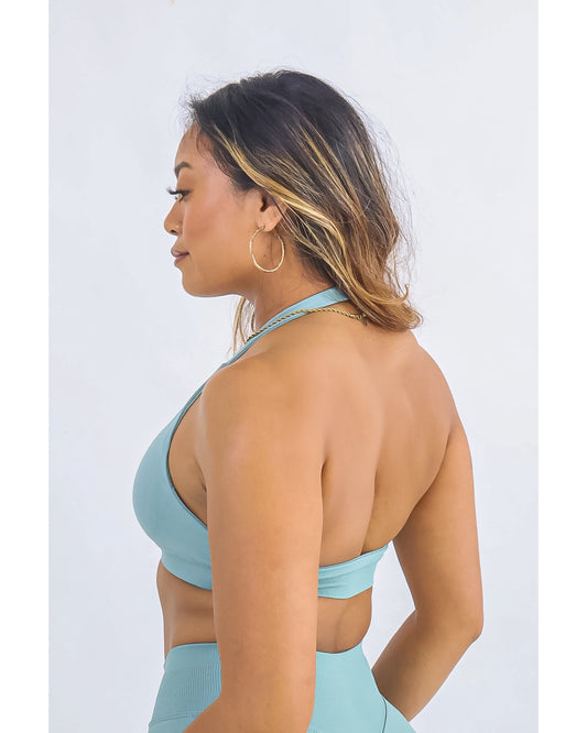 Mint Halter Neck Sports Bra
