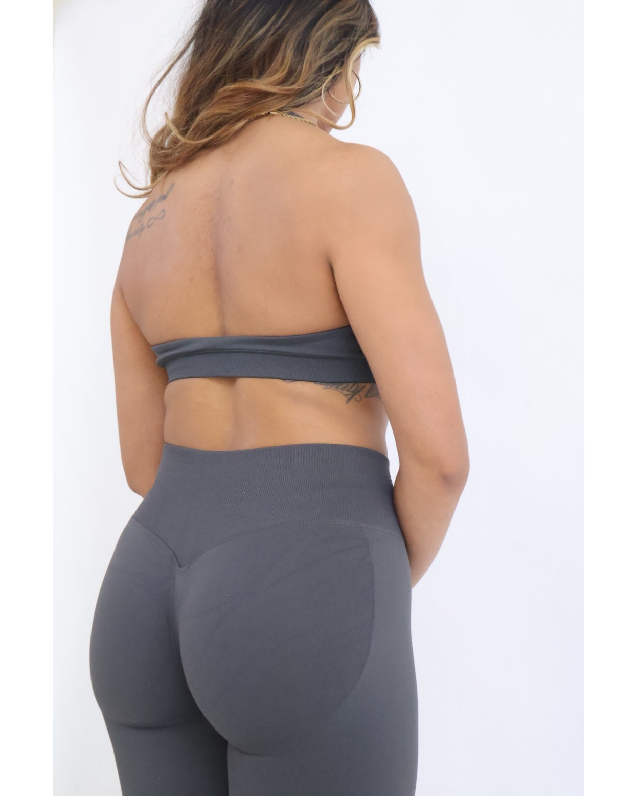Charcoal Gray Halter Neck Sports Bra