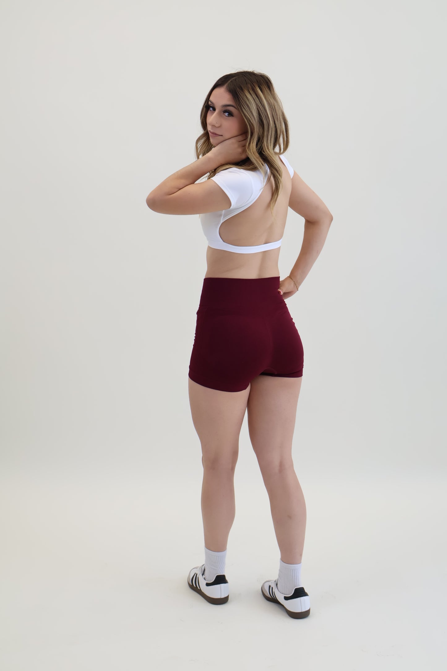 Burgundy Biker Shorts