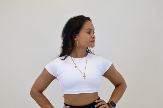 White Halter Crop Top